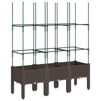 Plantenbak met latwerk 120x40x142,5 cm polypropeen bruin 2