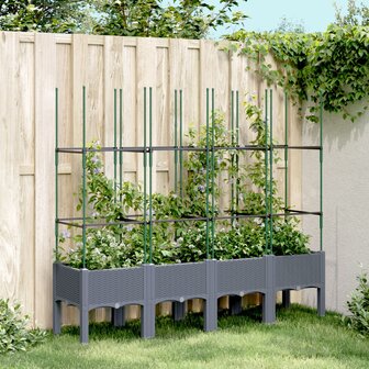 Plantenbak met latwerk 160x40x142,5 cm polypropeen grijs 1