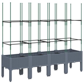 Plantenbak met latwerk 160x40x142,5 cm polypropeen grijs 2