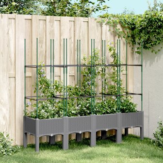 Plantenbak met latwerk 160x40x142,5 cm polypropeen lichtgrijs 1