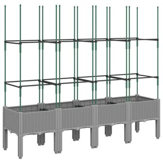 Plantenbak met latwerk 160x40x142,5 cm polypropeen lichtgrijs 2