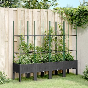 Plantenbak met latwerk 160x40x142,5 cm polypropeen zwart 1