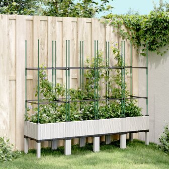 Plantenbak met latwerk 160x40x142,5 cm polypropeen wit 1