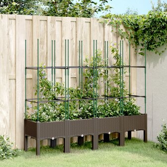 Plantenbak met latwerk 160x40x142,5 cm polypropeen bruin 1