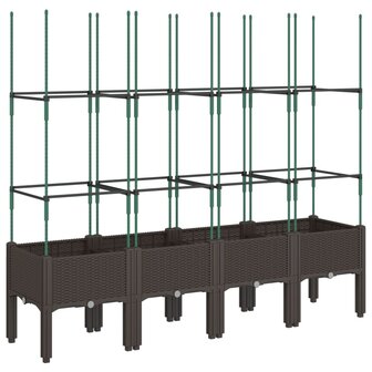 Plantenbak met latwerk 160x40x142,5 cm polypropeen bruin 5