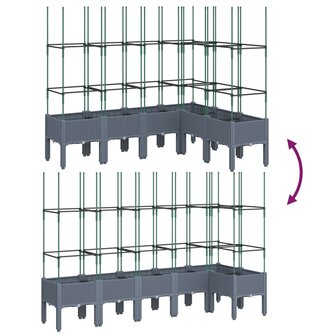 Plantenbak met latwerk 160x120x142,5 cm polypropeen grijs 6