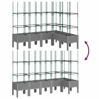 Plantenbak met latwerk 160x120x142,5 cm polypropeen lichtgrijs 6