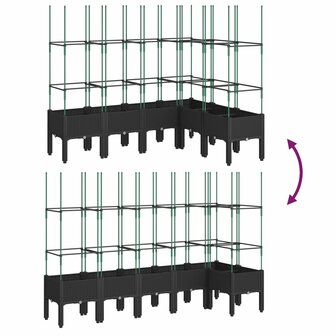 Plantenbak met latwerk 160x120x142,5 cm polypropeen zwart 6