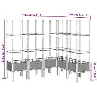 Plantenbak met latwerk 160x120x142,5 cm polypropeen wit 8