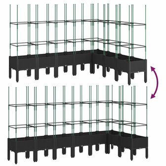 Plantenbak met latwerk 200x160x142,5 cm polypropeen zwart 6