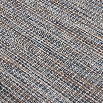 Buitenkleed platgeweven 100x200 cm bruin en blauw 5