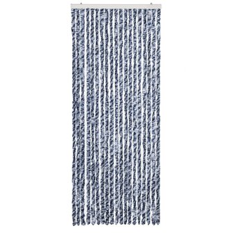 Vliegengordijn 56x185 cm chenille blauw, wit en zilver 3