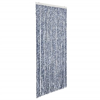 Vliegengordijn 100x220 cm chenille blauw, wit en zilver 2