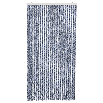 Vliegengordijn 100x220 cm chenille blauw, wit en zilver 3