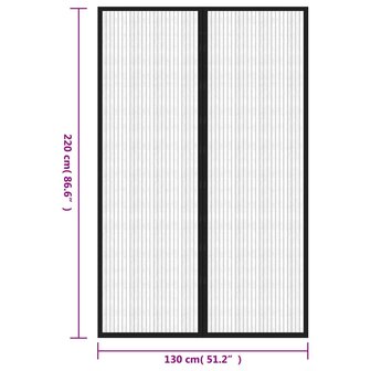 Insectendeurgordijnen 2 st magnetisch 220x130 cm zwart 8