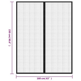 Insectendeurgordijnen 2 st magnetisch 230x160 cm zwart 8