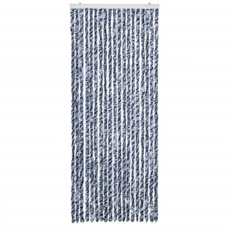 Vliegengordijn 56x200 cm chenille blauw en wit 3