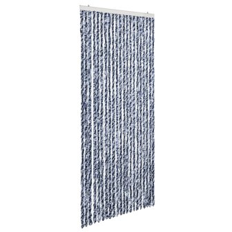 Vliegengordijn 90x200 cm chenille blauw en wit 2