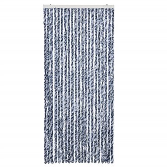 Vliegengordijn 90x200 cm chenille blauw en wit 3