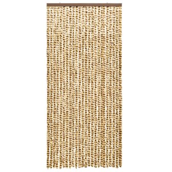 Vliegengordijn 90x220 cm chenille beige en bruin 2