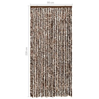 Vliegengordijn 90x220 cm chenille bruin en wit 6