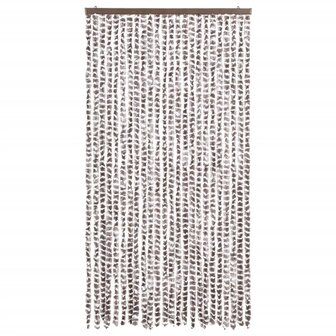 Vliegengordijn 100x220 cm chenille taupe en wit 3