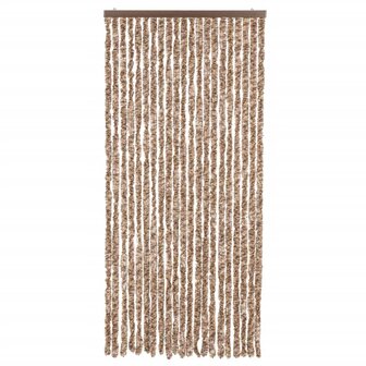 Vliegengordijn 90x200 cm chenille beige en donkerbruin 3