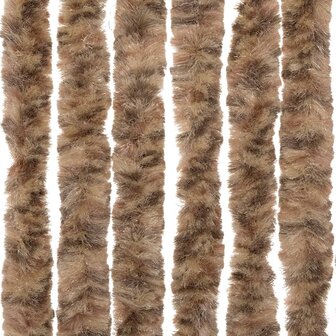 Vliegengordijn 90x220 cm chenille beige en donkerbruin 6