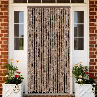 Vliegengordijn 100x200 cm chenille beige en donkerbruin 1