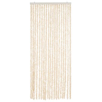 Vliegengordijn 56x185 cm chenille beige en wit 3