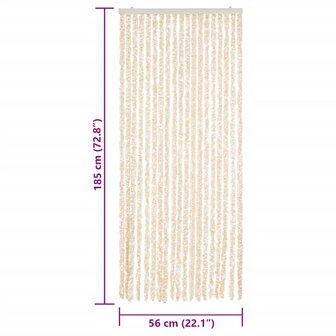 Vliegengordijn 56x185 cm chenille beige en wit 7