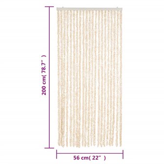 Vliegengordijn 56x200 cm chenille beige en wit 7