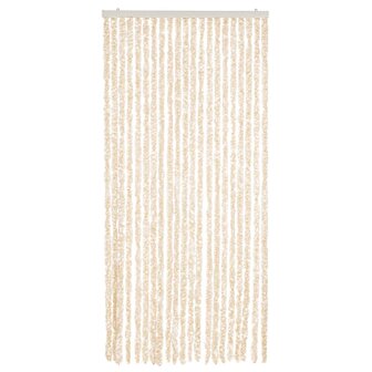 Vliegengordijn 90x200 cm chenille beige en wit 3