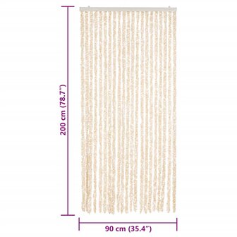 Vliegengordijn 90x200 cm chenille beige en wit 7