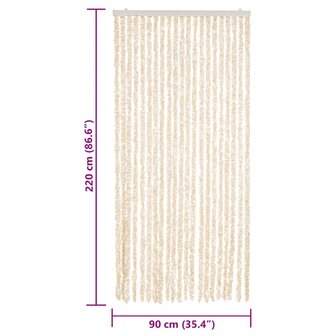 Vliegengordijn 90x220 cm chenille beige en wit 7