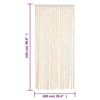 Vliegengordijn 100x230 cm chenille beige en wit 7