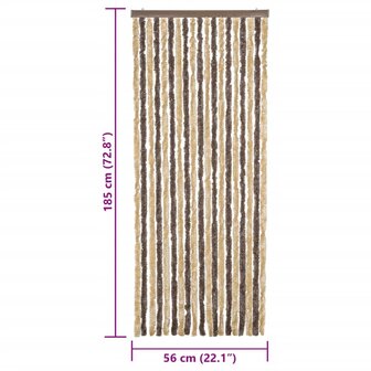 Vliegengordijn 56x185 cm chenille donkerbruin en beige 7