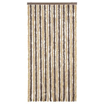 Vliegengordijn 90x200 cm chenille donkerbruin en beige 3