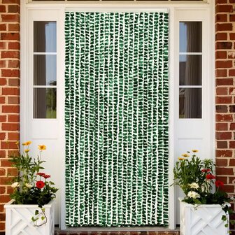 Vliegengordijn 90x200 cm chenille groen en wit 1