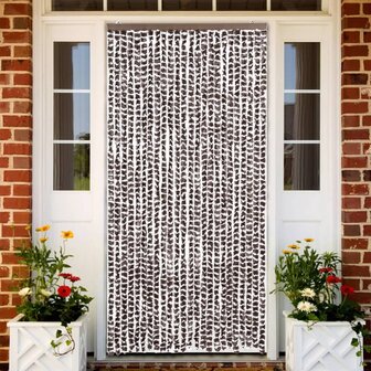 Vliegengordijn 100x230 cm chenille bruin en wit 1