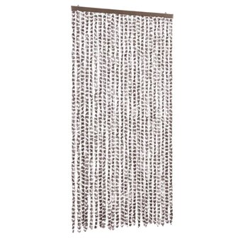 Vliegengordijn 100x200 cm chenille taupe en wit 2