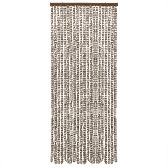 Vliegengordijn 100x200 cm chenille taupe en wit 3