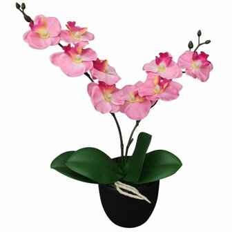 Kunstplant orchidee met pot 30 cm roze 1