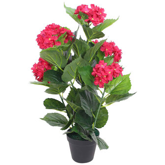 Kunst hortensia plant met pot 60 cm rood 1