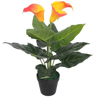 Kunst calla lelie plant met pot 45 cm rood en geel 1