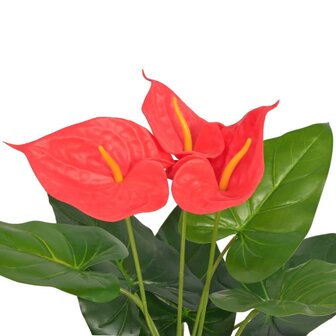 Kunst anthurium plant met pot 45 cm rood en geel 2