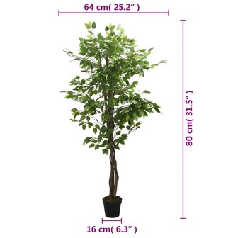 Kunstplant ficus 378 bladeren 80 cm groen 5