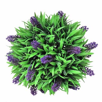 2-delige Kunstbuxussenset bolvormig met lavendel 28 cm 2