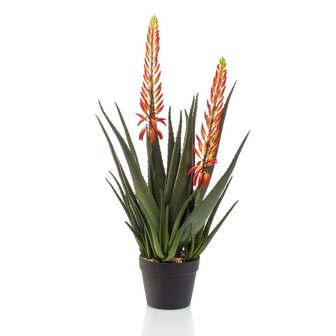 Emerald Kunstplant in pot aloe met 2 bloemen 80 cm 1