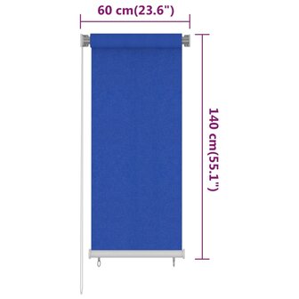 Rolgordijn voor buiten 60x140 cm HDPE blauw 6